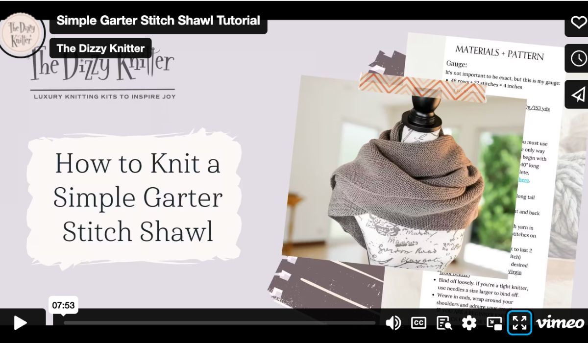 Garter Stitch Triangle Shawl Tutorial