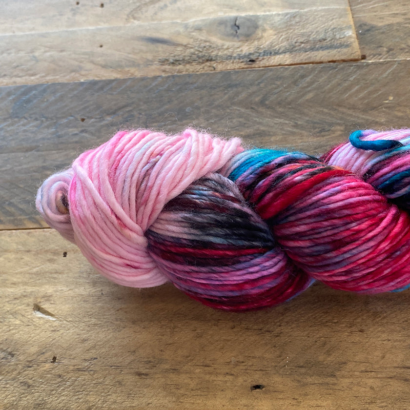 Too Pink Hand Dyed Wool Single Ply Yarn Bulky