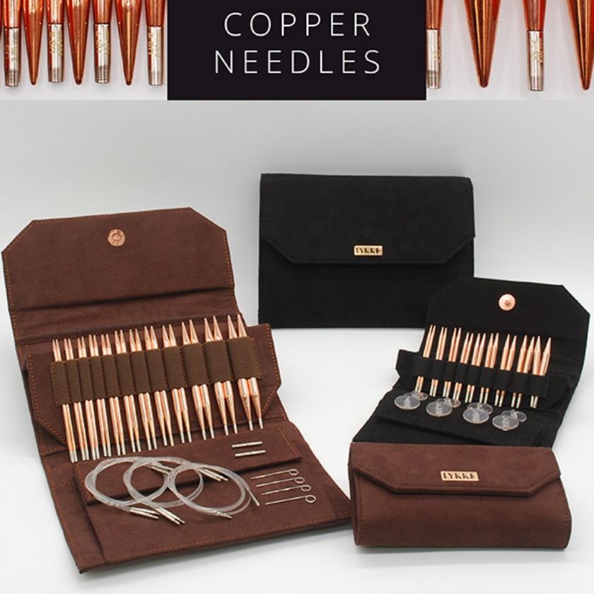 Lykke Cypra Copper 5 Interchangeable Circular Needle Set, Brown Vegan Suede  Case – Wool and Company